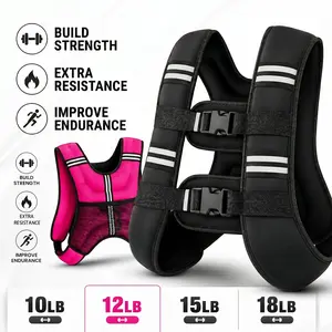【SummerVibes】Black/Pink Unisex Weighted Vest 10/12/15/18LB, Adjustable Rucking Vest for Walking, Running, Strength Training, Fitness, with Reflective Stripe & Phone Pouch, Workout Vest for Men & Women