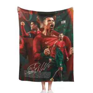 CR7 Inspired Flannel Blanket – Skin-Friendly & Soft, Multi-Size, Perfect for Air Conditioned Rooms & Indoor Use – A Tribute to a Football Legend