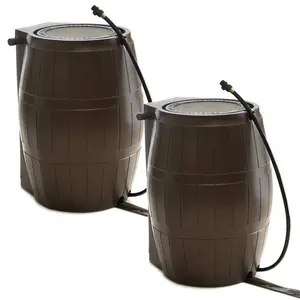 FCMP Outdoor 50-Gallon BPA Free Home Rain Water Catcher Barrel, Brown (2 Pack) FCMP Outdoor 50-Gallon BPA Free Home Rain Water Catcher Barrel, Brown (2 Pack)