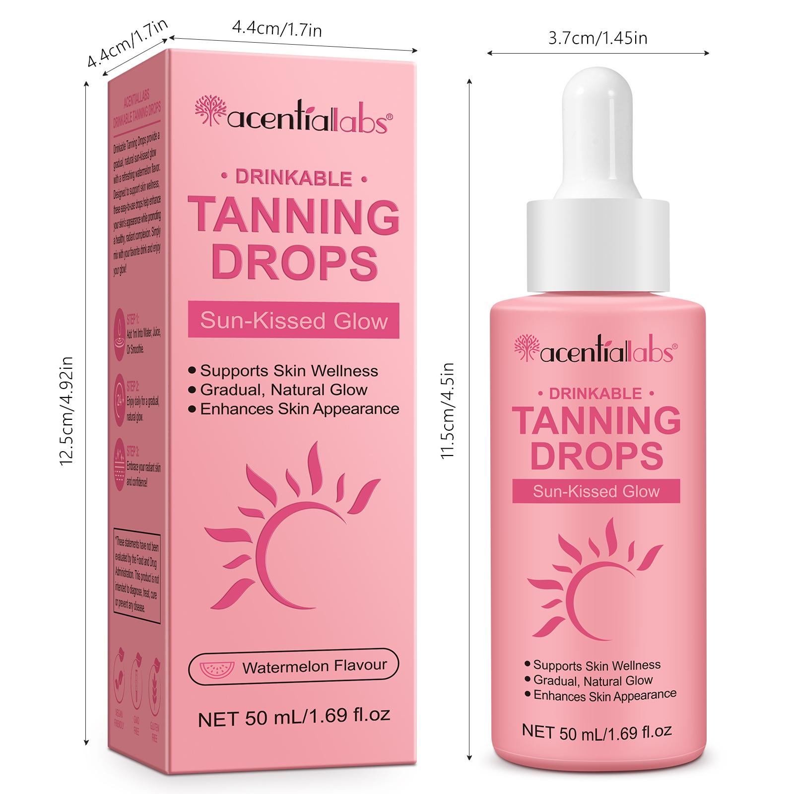 acentiallabs tanning drinkable drops for Face&Body -Melanin Boosting,Natural Glow,UV-Free,No Sun Damage Moisturizer