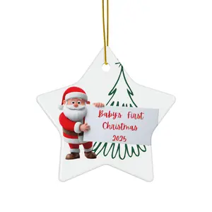 Babies First Christmas 2025 Ceramic Ornament | Star Shape