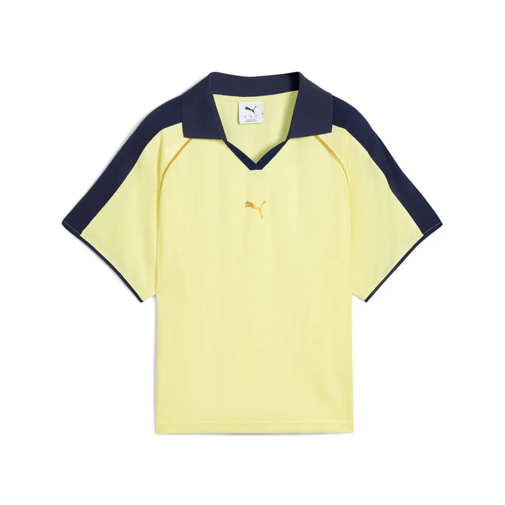 PUMA Womens T7 Relaxed Collared Short Sleeve Jersey Casual - Gold