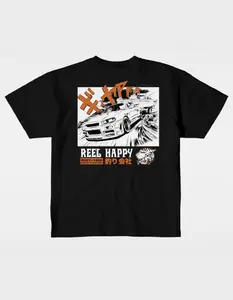 REEL HAPPY Road Trip Mens Oversized Crop Tee