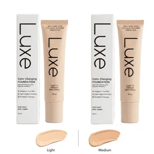 Luxe Color Changing Foundation, Adaptive Skin Tone Matching Liquid Foundation, Lightweight Hydrating Buildable Coverage Makeup, Natural Flawless Finish for Light to Medium Skin Tones, 30ml