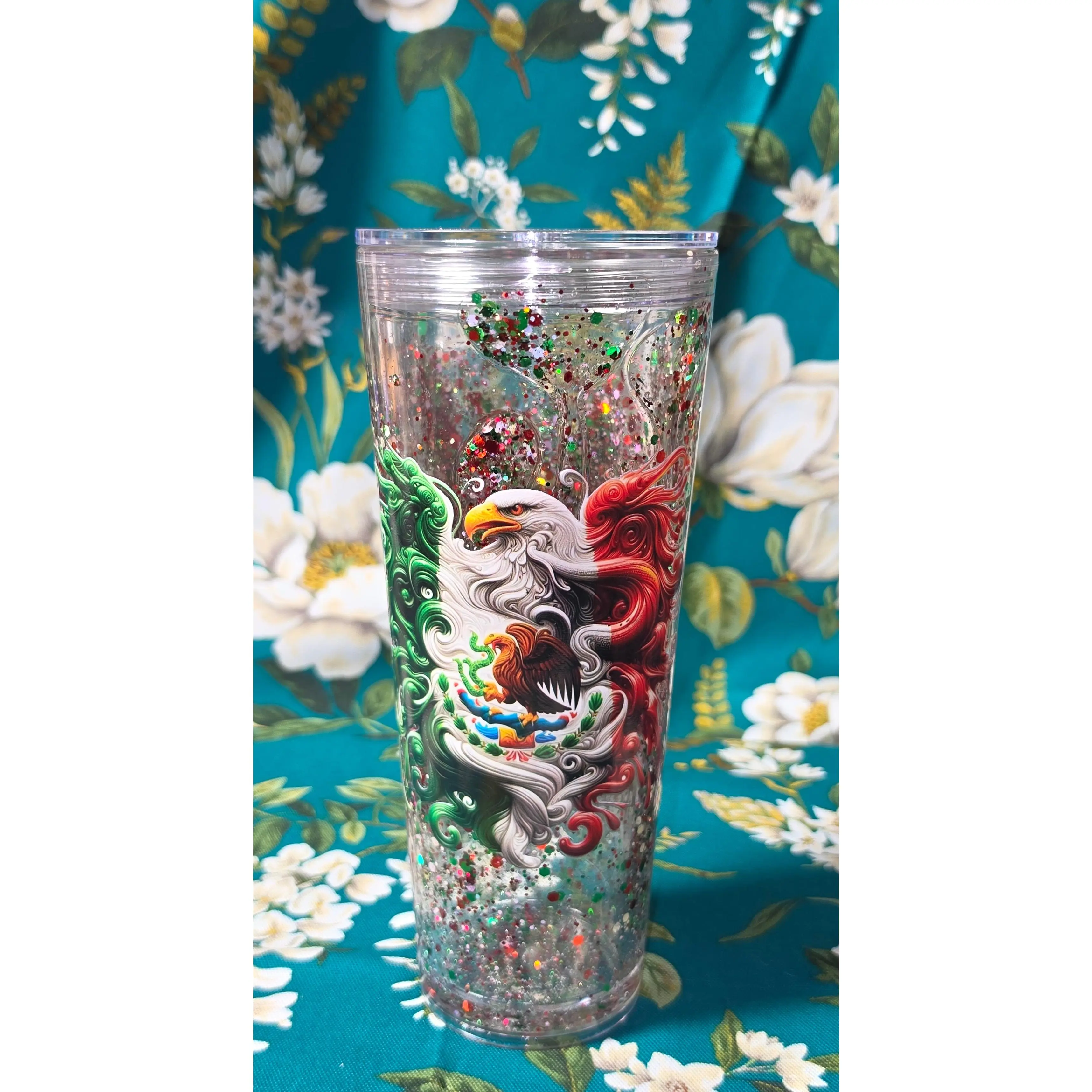24oz Mexican themed tumbler with flag