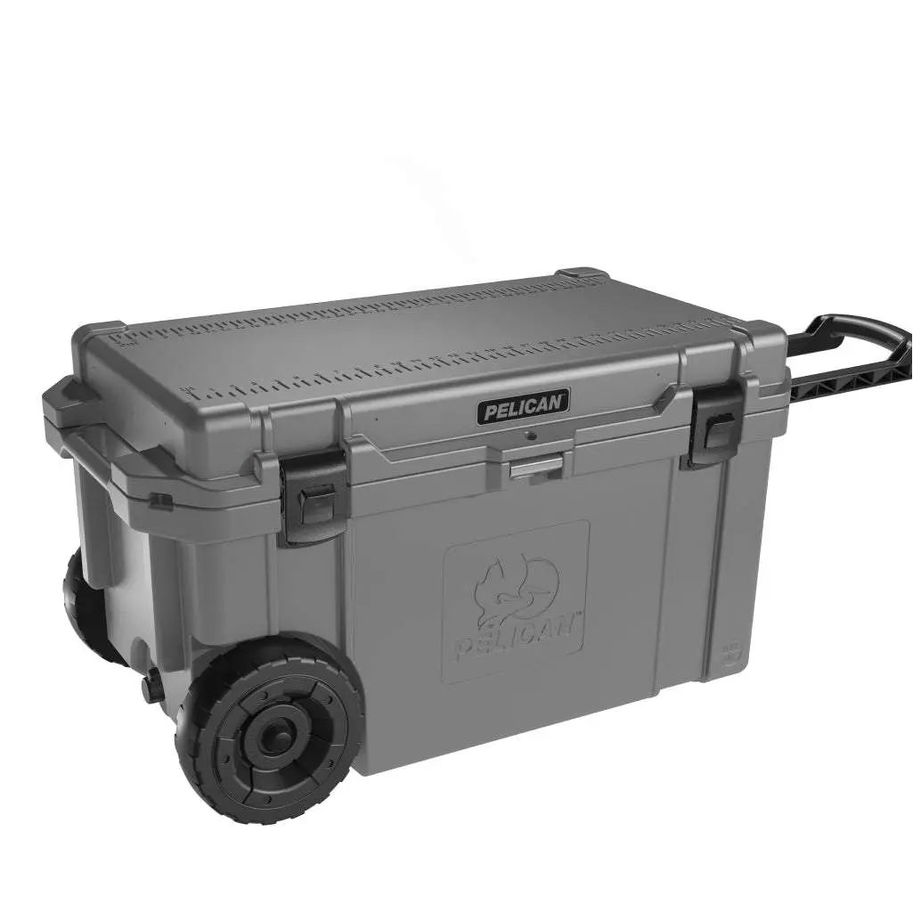 Pelican 65QT Elite Heavy-Duty Insulated Cooler, Wheeled Portable Ice Chest for Camping, 10-Day Ice Retention, Made in USA, Ice Box