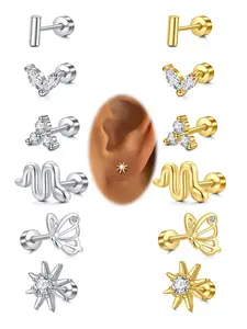 Butterfly & Star Design Earrings, Fashionable Earrings for Women & Men, Hypoallergenic Helix Piercing Jewelry, Stainless Steel Second Hole Stud Earrings