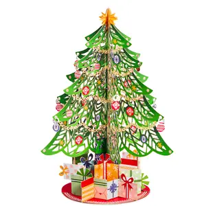 Paper Love Christmas Tree Pop Up Card with removable Keepsake Gift, Handcrafted 3D Holiday Greeting Card Unique Christmas Card Gift & Holiday Decoration  10"x7"  w/Envelope & Note Tag