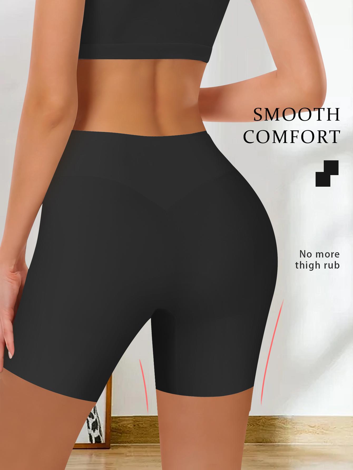 QUASTI 4PCS Women's High-Waist Shapewear Shorts – Elegant Solid-Color Sculpting Design, Premium 77% Polyamide Fabric for Silky Comfort, Seamless Tummy Control Shorts for Confident Everyday Wear