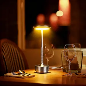 Aluminum Alloy Cordless Table Lamp Rechargeable, Portable Outdoor Camping Lamp with 2000mAh Battery, 3 Color Stepless Dimming LED Bedside Desktop Light, Modern Table Lamp for Bedroom/Dinning/Outdoor/Bar/Patio