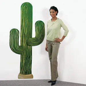3 Ft. x 6 Ft. Cardstock Jointed Green Cactus Wall Hanging Cutout