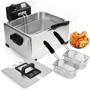 Electric Deep Fryer Series (169 oz / 1.06 gallons) - Adjustable temperature control, stainless steel material, easy-to-clean design, suitable for home and commercial use Dual-Zone Cast Iron Hot Pot quiet