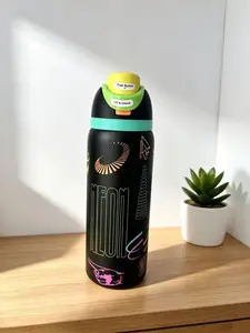 32oz Neon Print Insulated Water Bottle | Black Stainless Steel Tumbler with Lockable Flip Lid, Leakproof & Keeps Drinks Cold All Day Drinkware Flasks Mug Bottled