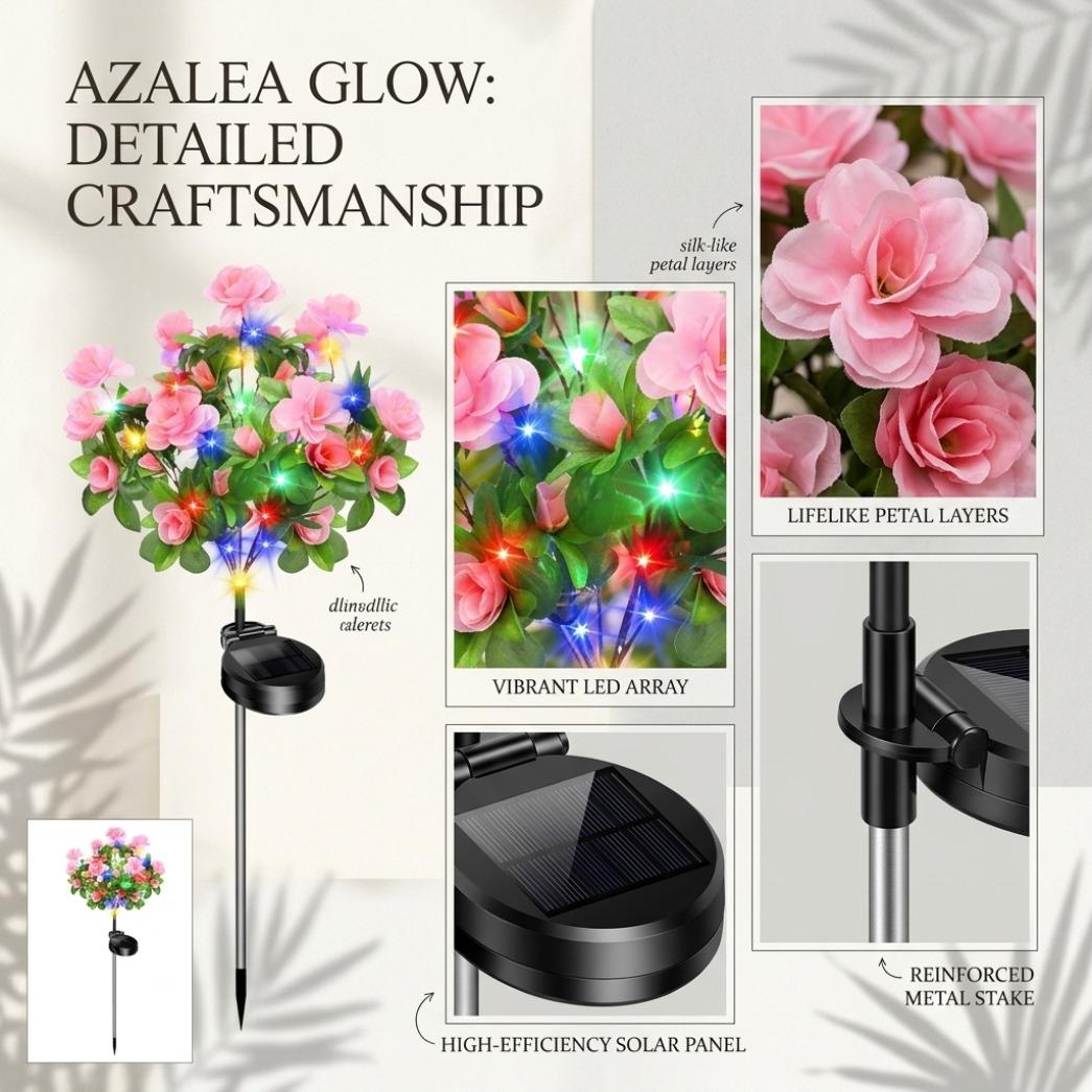 2PCS Solar Azalea Flower Lights for Garden, Waterproof LED Outdoor Decor