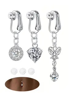 Fashion Faux Belly Button Piercing Clip on Belly Button Rings, Elegant Fake Belly Button Rings, Non Piercing Belly Rings Jewelry for Women, Elegant Trendy Chain