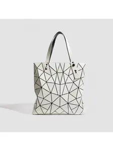 Geometric Diamond Pattern Bag New Japanese Korean Women's Shoulder Crossbody Bag Simple Large Capacity Handbag Tote