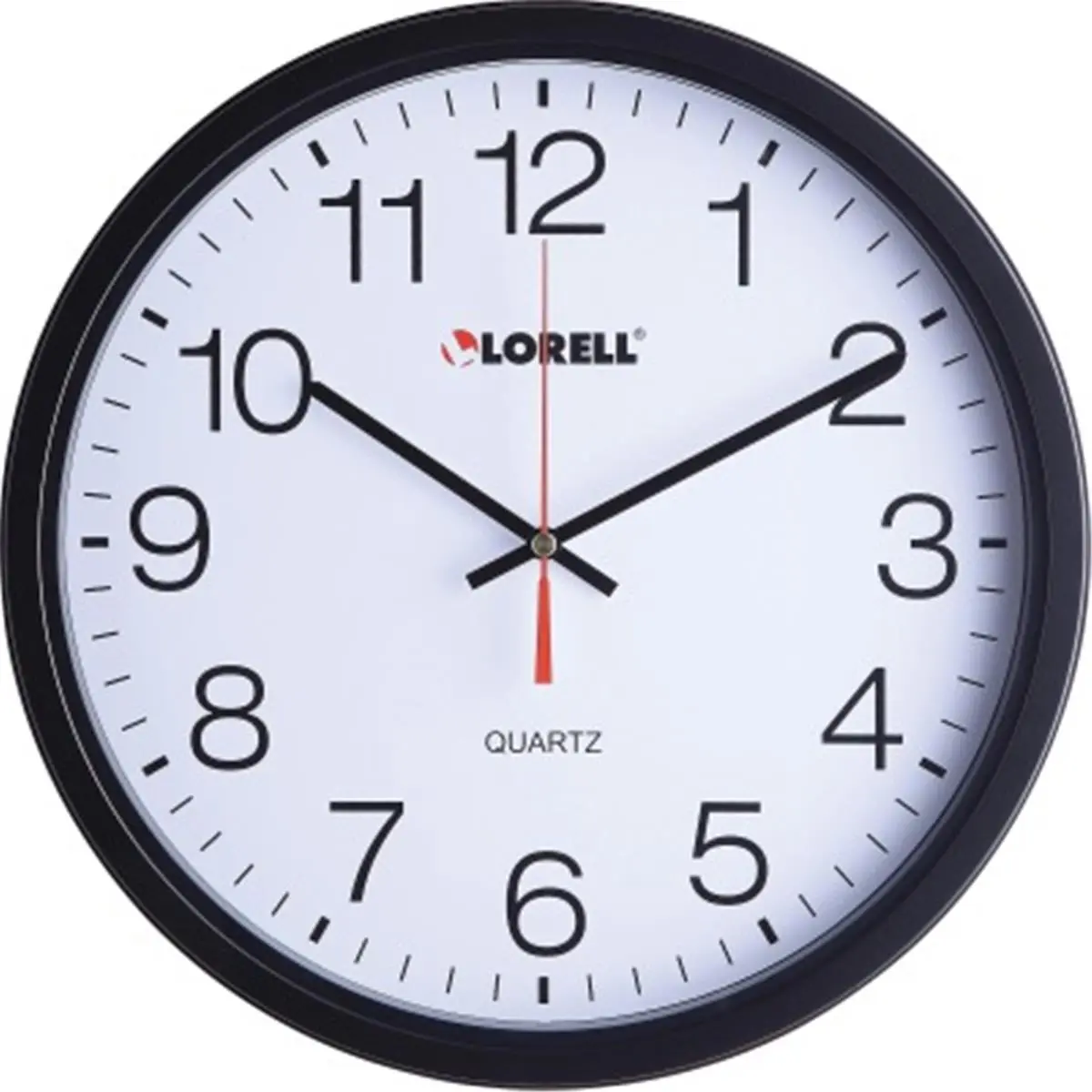 Lorell LLR61008 Circular Shape Glass Wall Clock - 12.5 in. Slimline Quartz, Black, Room Decor, Lobby Display Fit, Circular Shape Wall Clocks
