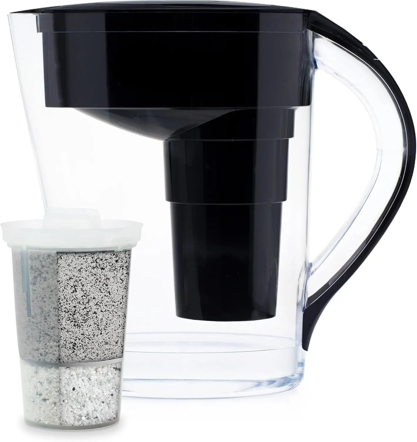 MINA Alkaline Pitcher | 9-Cup at Water Filter System That Adds Minerals and Makes Alkaline Water | Fluoride, Chlorine and Lead Water Filter |  Filtration Media