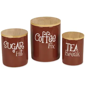 Design Imports Set of 3 Coffee, Sugar, & Tea Ca nisters Design Imports Set of 3 Coffee, Sugar, & Tea Ca nisters