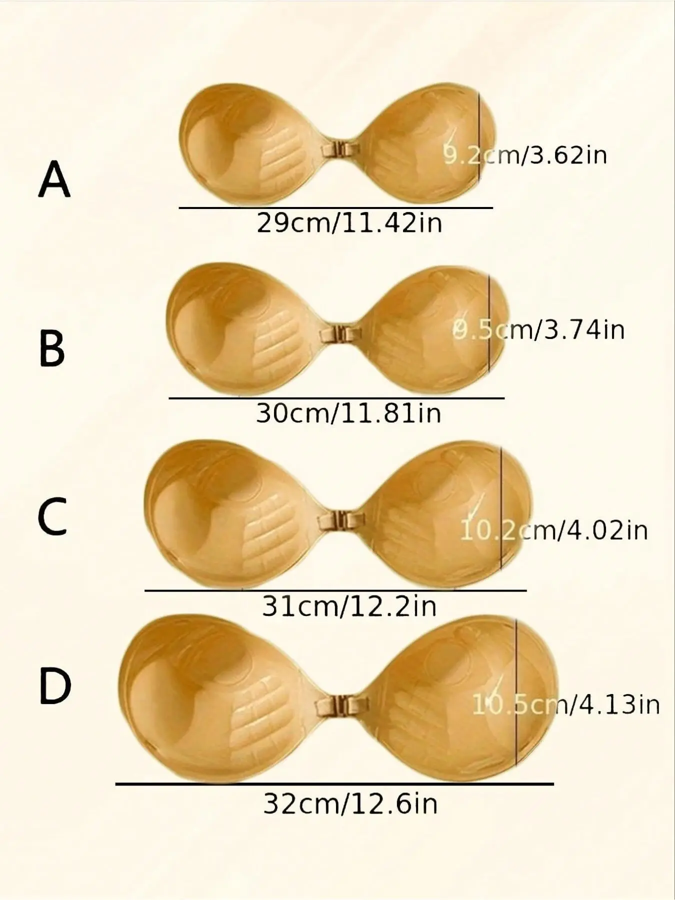 Women's thickened invisible bra, thickened palm-shaped invisible breast patch-sticky cup, strapless bra, gathered bra, women's underwear, elegant, suitable for formal dress, wedding, holiday, holiday spring wear bras without back
