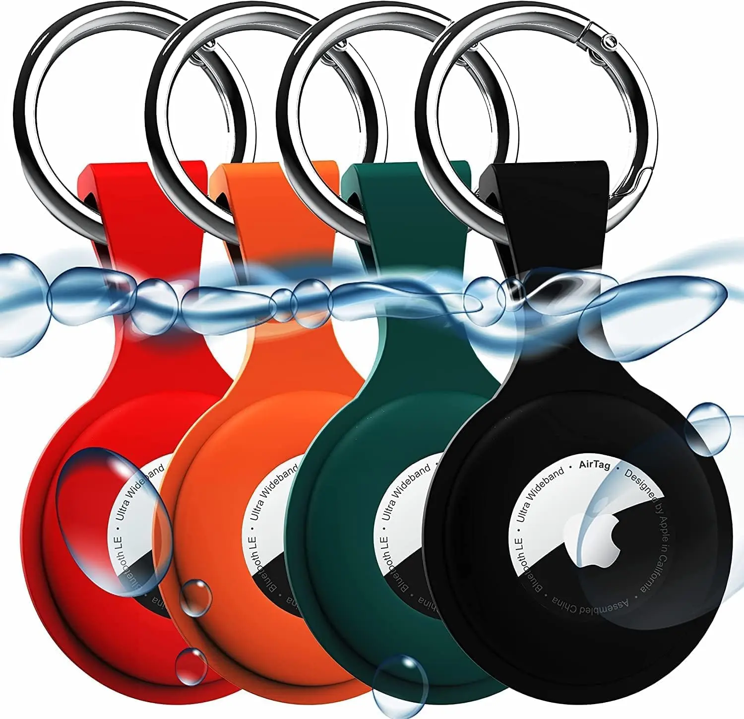 4 Pack AirTag Holder with Keychain AirTag case with Anti-Lost Keychain, Protective Air Tag, Item Finders, for for Dog, Cat, Luggage, Wallet, Backpacks