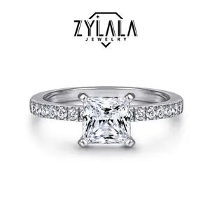 [208-2CT] 2CT Synthetic Moissanite Ring Princess Cutting Luxioury Design 925 Sterling Silver Promise Ring Engagement Wedding Gift