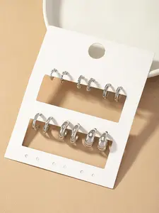 6 Pairs Geometric Shape Creative, Fashionable & Minimalist Daily Wear Exquisite Small Earrings for Women.Suitable for Women's Daily Wear, Various Holidays, Mother's Day Gifting, Social Events and Music Festivals.