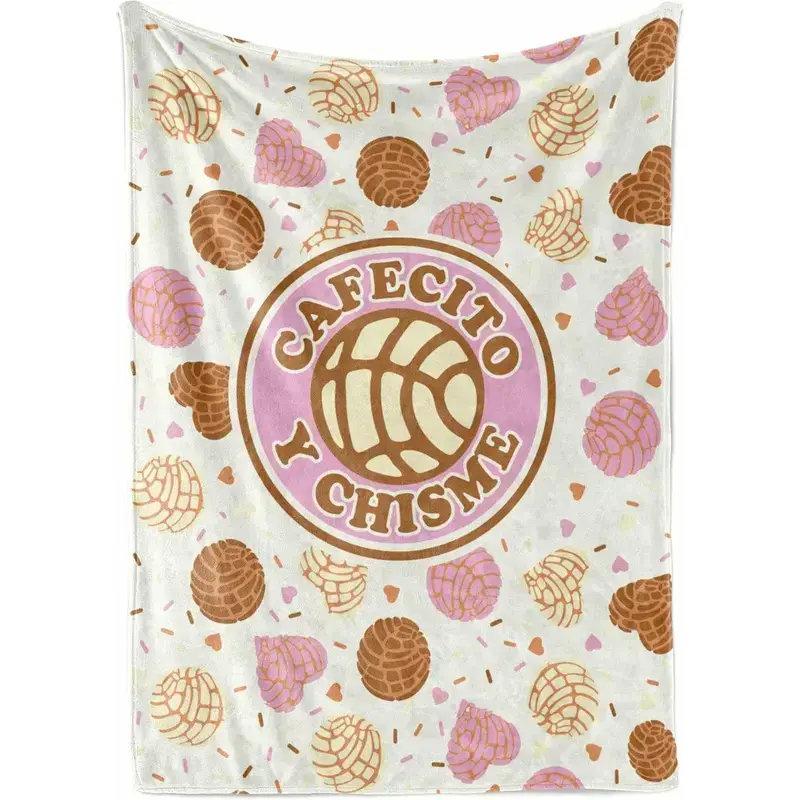 Concha Throw Blanket, Mexican Sweet Bread Print Blanket, Pan Dulce Flannel Cover for Bed, Sofa and Kitchen Chair, Cute Bakery Room Decor, Dessert Lover Birthday Gift, Dorm Lounge Blanket, Cozy Snack Theme, Hispanic Home Gift