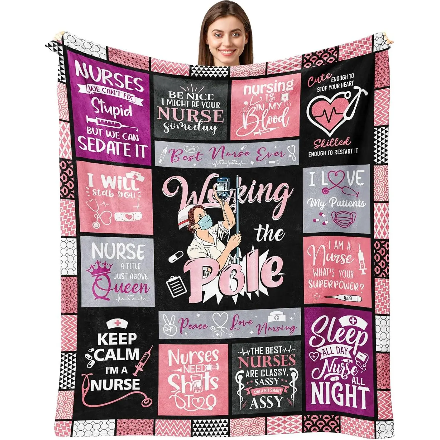 Nurse Appreciation Gifts for Women Blanket 60" x 50", Gift for Nurses Graduation, Nurses Week Gifts, Nurse Practitioner/LPN/RN Presents, Nursing Graduation Presents for Her