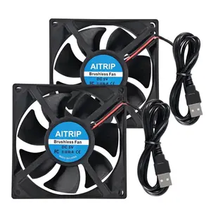 AITRIP 2PCS 80mm USB Fan 5V Brushless 8025 80x25mm for Cooling DIY PC Computer C - Ideal for DIY Projects and Computer Cooling