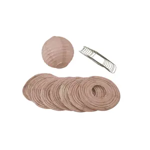 4 Inch Dusty Sand Rose Parallel Ribbing Round Paper Lantern (10 PACK) (String Light Sold Separately)