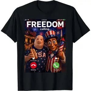Freedom Calling Tung Tung Tung Sahur John Pork Meme 4th July T-Shirt
