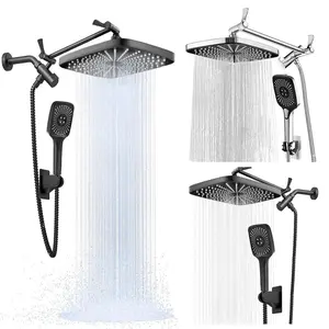 12 Inch Ceiling Rain Shower System Adjustable Hand Shower Head Shower Set with Extension Arm In Wall Shower System