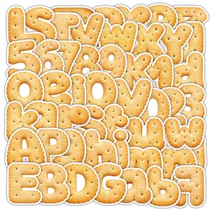 62-sheet English Cookie Alphabet Cartoon Sticker Set, Suitable for Scrapbooks, Diaries, Laptops, Water Bottles, Cars, and Other Faith-based Designs—gifts with Positive Messages.