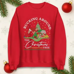 Ruckin Around The Christmas tree Funny Rugby Christmas Jumper, Xmas Funny Sweatshirt, Adults Festive hoodie, Christmas T Shirt