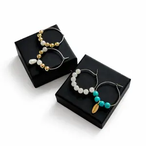 OSTELLA Wine Glass Charms - Set of 4 Unique Shell Designs for Personalized Wine Tasting Experience Drinkware