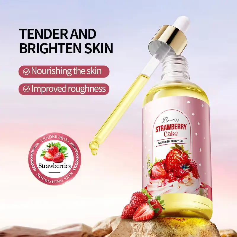 Premium Strawberry Fragrance Body Oil - Natural Moisturizing Beauty & Body Care Product, Hydrating Formula for Deeply Repairing Dry Flaky Skin, Moisturizing Body Oil