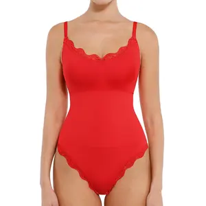 FeelinGirl Women's Lace Bodysuits  U Neck Sleeveless Thong Shapewear Seamless Body Suits Tops Leotard -SALE