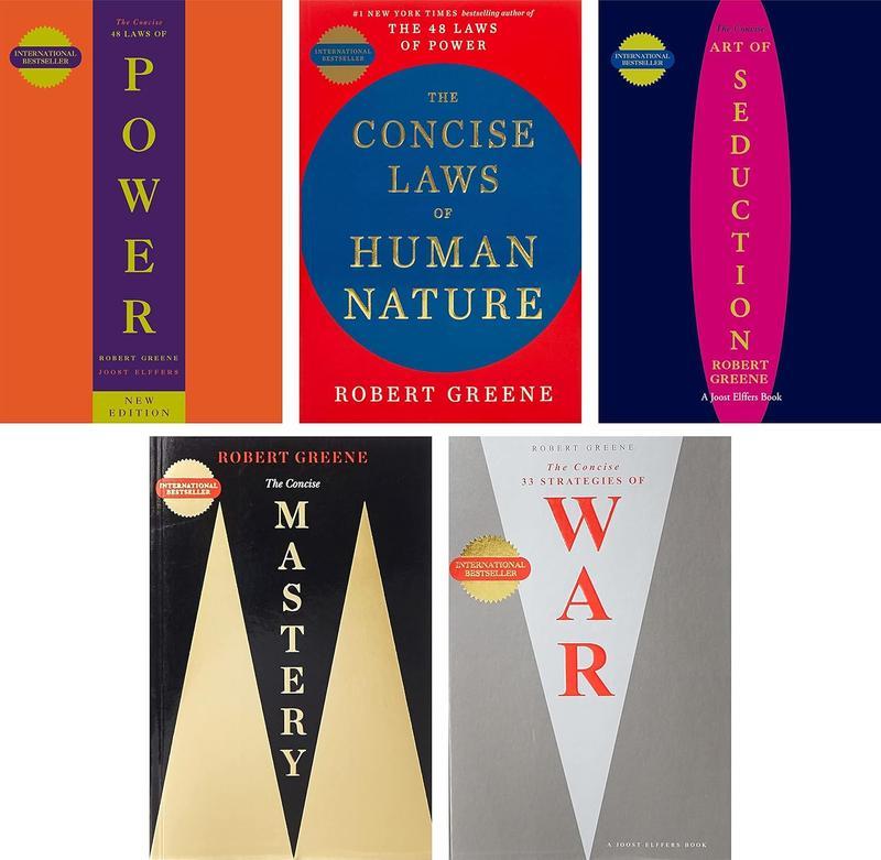 Robert Greene 5-Book Set (CONCISE EDITIONS) – Exact Copy Set | 48 Laws of Power, Art of Seduction, Mastery & More (Smaller Version)