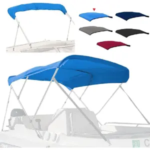 3 Bow Bimini Top Replacement Cover 600D Marine Grade Polyester Waterproof Sun Shade Boat Canopy Easy Install Zipper Sleeves Boat Awning/Without Frame Blue 6'L 67"-72" W Boating Accessories