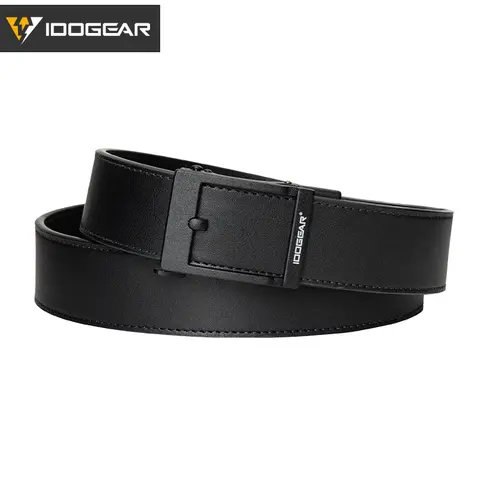 IDOGEAR 100% Leather Men's 1.5'' Heavy Duty Belt with Buckle - Adjustable Fit, Black Durable Belt for EDC, Outdoor Work, Quick Release, Hex Tool Trim Kit, Model 3435