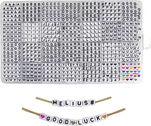 MELIUS Acrylic Square Letter Beads, 1120Pcs 6X6Mm in Alphabetical Order A-Z Letter Beads with Numbers Colorful Hearts Cube Beads for Jewelry Making, DIY Necklaces, Key Chains, Bracelets