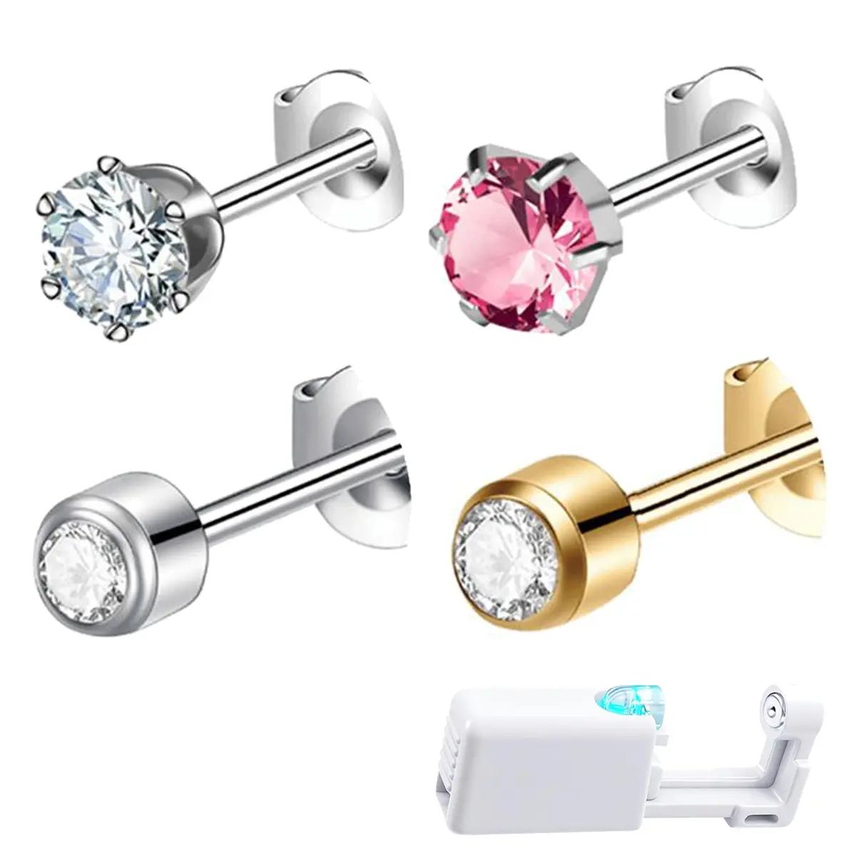 Rhinestone Earrings - Stainless Steel Earring Stud Set Fashion Jewelry for Party Daily Clothing Decor Trendy All-match & Exquisite Jewelry Gift