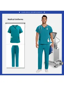 Two Piece Cleaning Set Men's Beauty Hospital SPA Center Workwear Uniform Pet Veterinary Care Set Nurse Cleaning Set Soft Hospital Uniform
