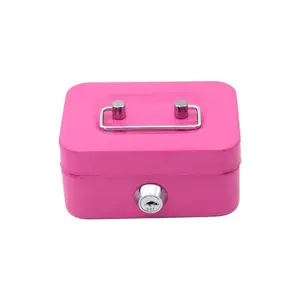 Metal Lock Storage Box with Key Lock, Safe Cash Coin Holder, Office Money Box, Secure Container for Keys and Coins