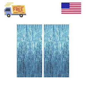 2 Pack Blue Backdrop Streamers Party Decorations Tinsel Fringe Backdrop