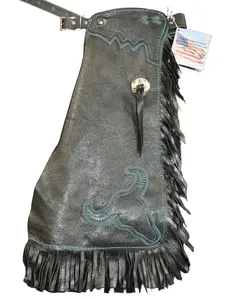 R Bar K/Custom Made Leather Chaps/Size 3/4T Leather Kids Chaps/Kids Metallic Rodeo Chaps