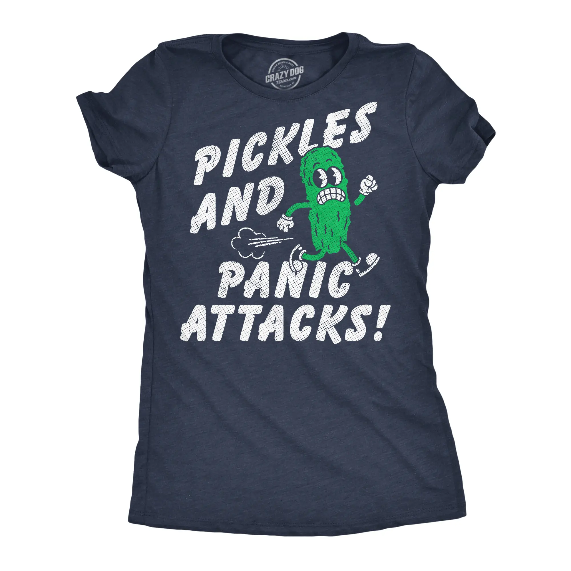 Womens Funny T Shirts Pickles and Panic Attacks Sarcastic Food Graphic Novelty Tee for Ladies Funny Womens T Shirts Cute Vintage Fashion Casual Ladies T-Shirt Gift mental health Tops for Women Funny Food Top Navy -