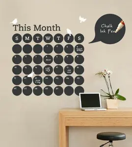 Chalkboard Daily Dot Calendar Wall Decal With Birds