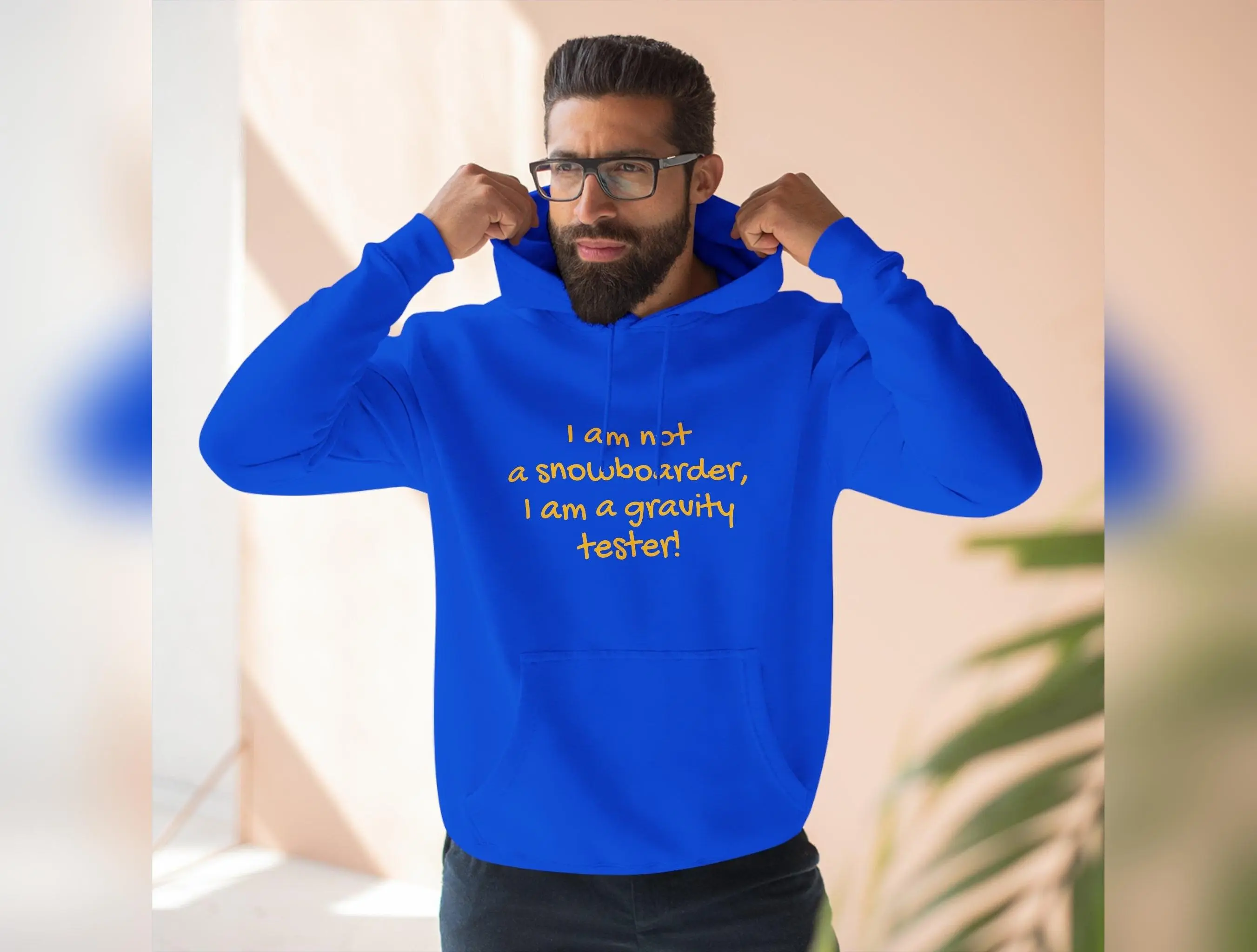 Premium Snowboarders Hoodie - "Gravity Tester", Stylish Unisex Pullover, Skiing Sweatshirt, Winter Sports Apparel, Snowboarding Gift Menswear Sweater Man Tops Casual Snowboard Athletic Top Long Sleeve Gift Present Underwear Esports